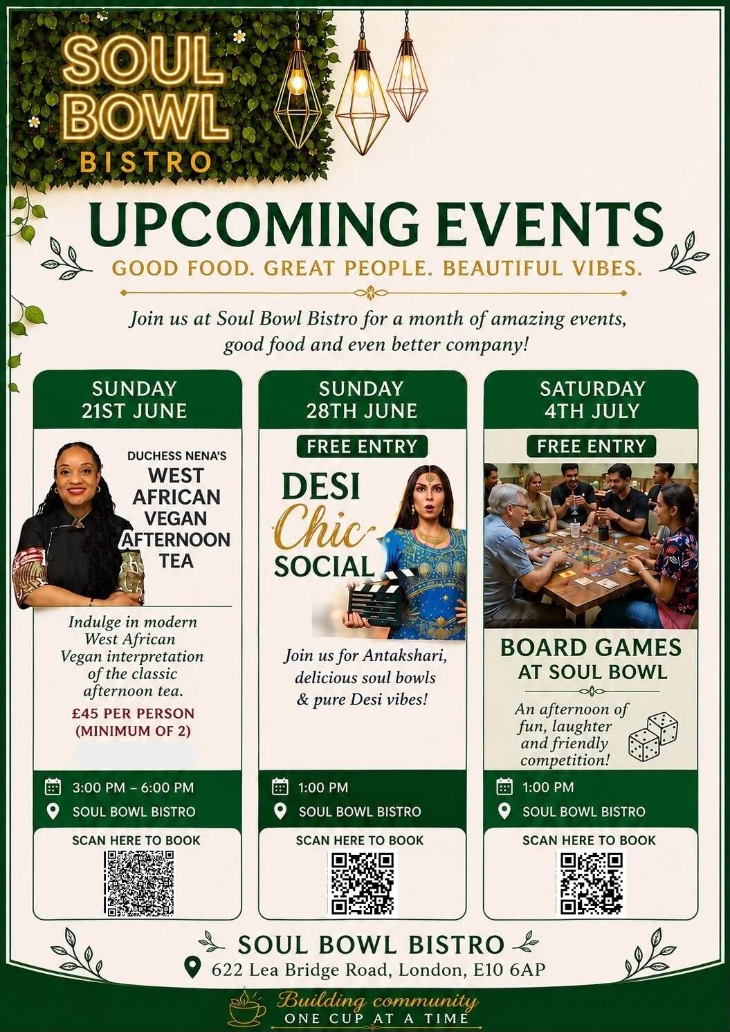 Soul Bowl Bistro Upcoming Events Flyer